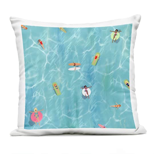 Stupell Industries 18" x 18" Relaxing Summer Beach Swimming Outdoor Print Throw Pillow